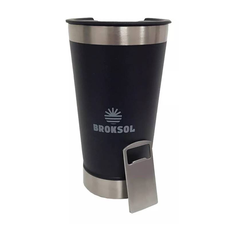 BROKSOL – VASO CERVECERO 480 ML CON TAPA Y DESTAPADOR