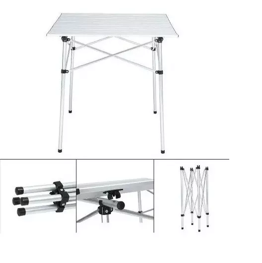 MESA PLEGABLE LEXUS 70X70X70 ALUMINIO ANODIZADO C/FUNDA