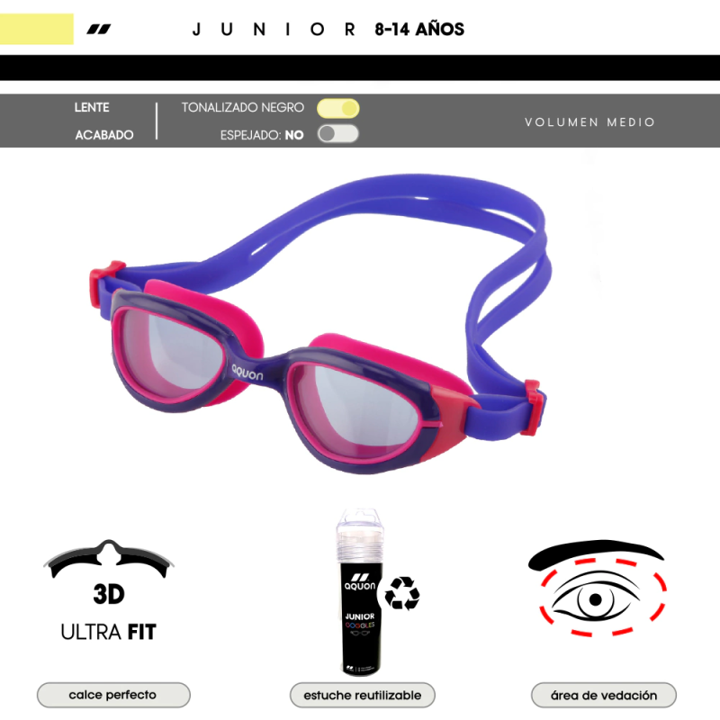 GAFAS DE NATACION JUNIOR 8-14AÑOS AQUON