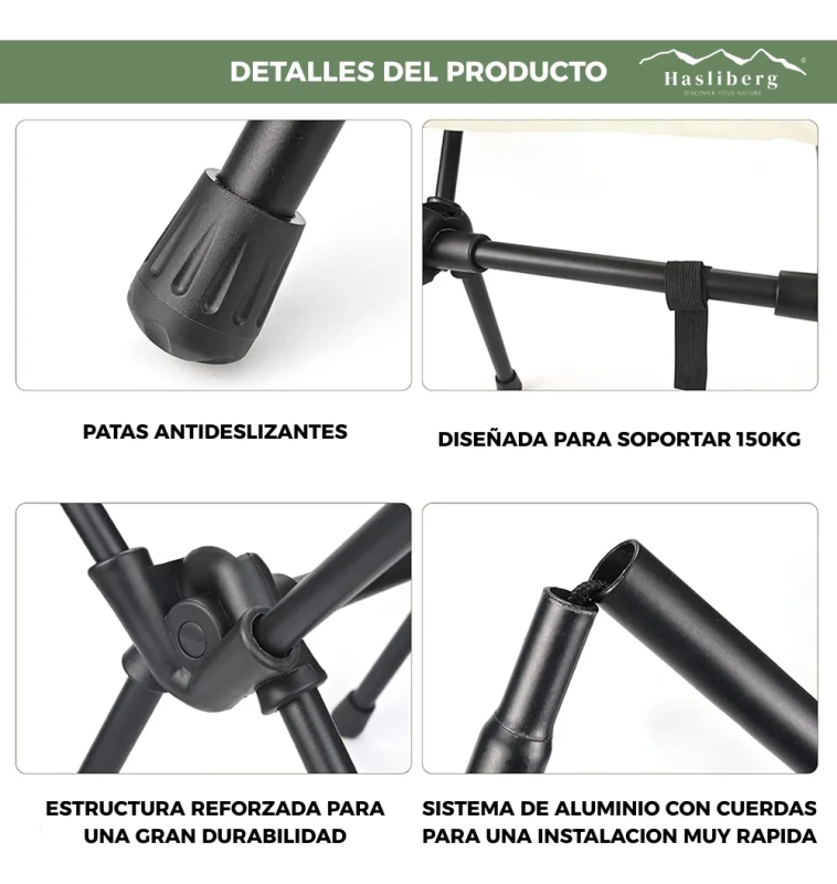 HASLIBERG – SILLA CAMPING MINI PLEGABLE ULTRA COMPACTA