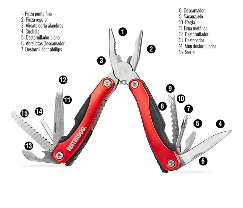 WATERDOG – PINZA MULTITOOL W 15 FUNCIONES