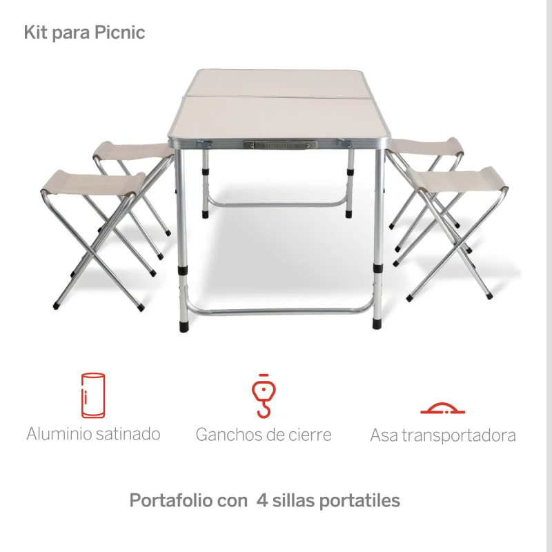 HUMMER – MESA PLEGABLE SET + 4 SILLAS