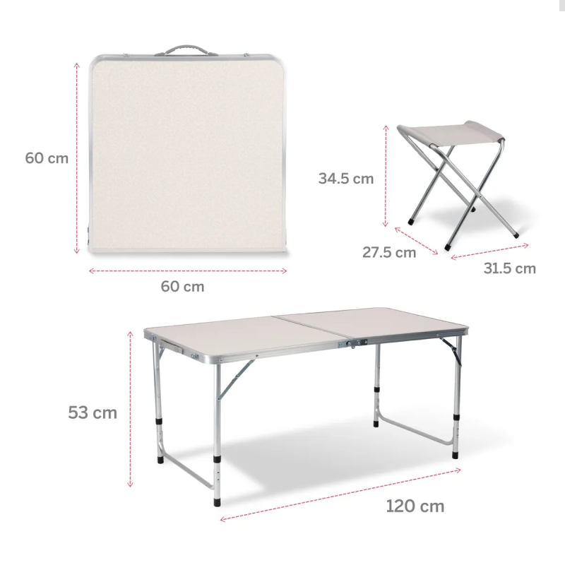 HUMMER – MESA PLEGABLE SET + 4 SILLAS